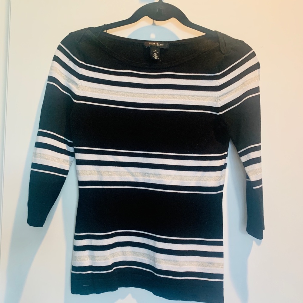 WHBM Women’s Top XS - Gold / Black  / White Striped